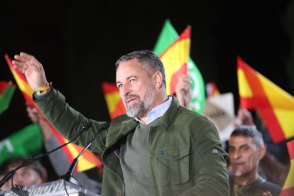 El presidente de VOX, Santiago Abascal, en un acto político este martes en Zamora.