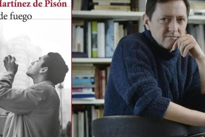 Martínez de Pisón y la portada de su última novela.