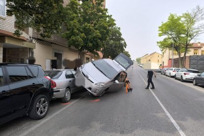 Imagen del accidente junto a la plaza de Toros de Aranda
