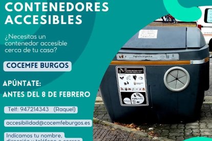 Cartel informativo sobre contenedores accesibles.