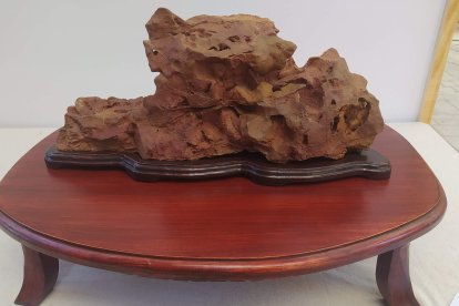 Exposición Suiseki de Burgos. Pieza 'Peña de Hierro' de Nicolás Cristóbal.
