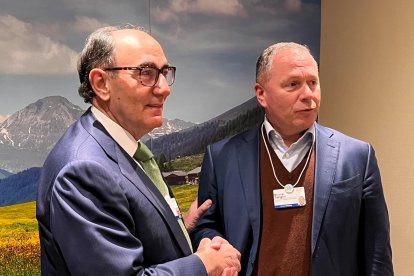 Ignacio Galán, presidente de Iberdrola, y Nicolai Tangen, CEO de Norges Bank Investment Management, hoy en el Foro Económico de Davos.