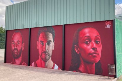 Mural de temática deportiva para un pabellón. CHRISTIAN SASA.