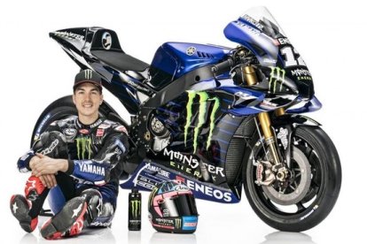 Maverick Viñales (Yamaha), en la presentación del nuevo equipo patrocinado por Monster.