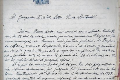 Carta de Isaac Cabo al juzgado militad de Santander. | ARMH