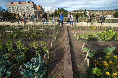 Los participantes y las autoridades políticas recorrieron los Huertos de Ocio de Fuente Bermeja. TOMÁS ALONSO