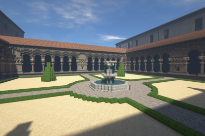 Otro claustro, esta vez el del Monasterio de las Huelgas, ideado por los mineros de Minecrafteate.
