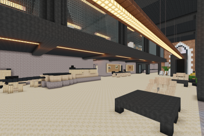 Reconstrucción en Minecraft del interior de La Estación de la Ciencia y la Tecnología de Burgos.
