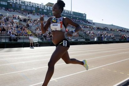 Alysia Montaño, competiendo embarazada en el 2014.