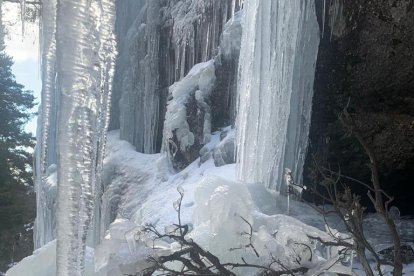 La cortina de hielo de la cueva de Covarnantes en Burgos. AURELIO ANDRÉS