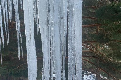 La cortina de hielo de la cueva de Covarnantes en Burgos. AURELIO ANDRÉS