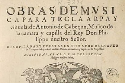Facsímil donde se recoge las composiciones del compositor de Castrillo Mota de Judíos, Antonio de Cabezón.