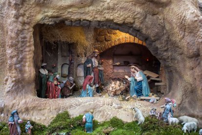 Escena del Belén Monumental de Ejército de Tierra ubicado en el Monasterio de San Juan de la capital burgalesa. TOMÁS ALONSO