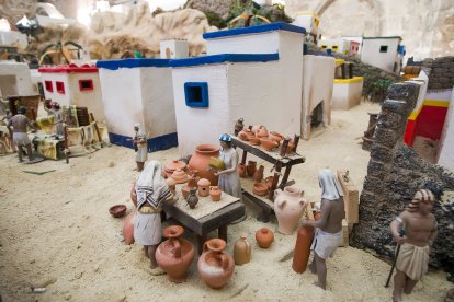 Escena del Belén Monumental de Ejército de Tierra ubicado en el Monasterio de San Juan de la capital burgalesa. TOMÁS ALONSO