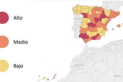 Diferencias de probabilidad de robo en comercios, por provincias.