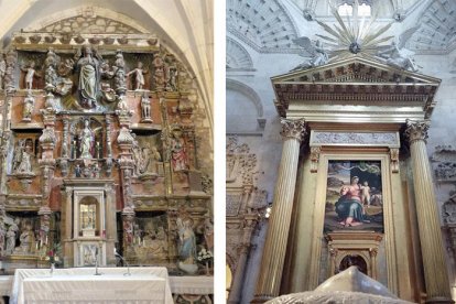 Retablo de Cardeñuela Riopico (izq.) y retablo de la capilla de la Presentación de la Catedral de Burgos