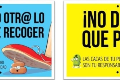 Los niños podrán pinchar estos carteles en los excrementos que encuentren por la calle