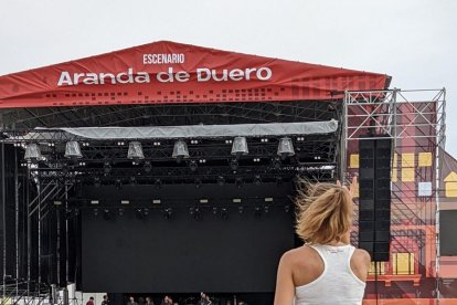 Conchita García desde la tarima en la que trabajó. ECB