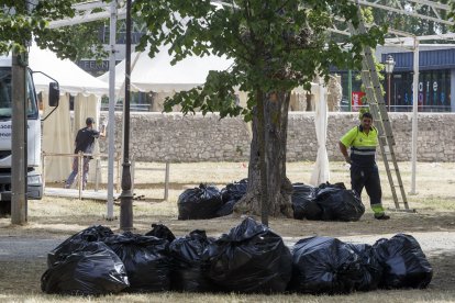 Miles de kilos de basura han inundado el parque del Parral tras el Curpillos. SANTI OTERO