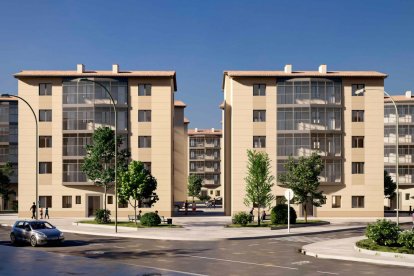 Recreación de los bloques de la Barriada Inmaculada. GRUPO REHABITAT