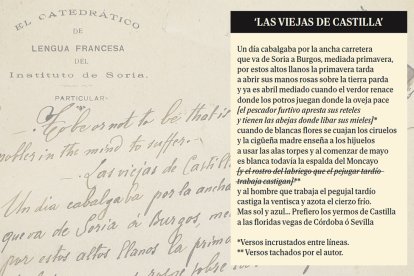 Transcripción del poema inédito de Antonio Machado 'Las viejas de Castilla'.