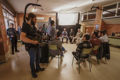 Rodaje de 'El rey de la semana' en el IES Diego Marín Aguilera de Burgos.