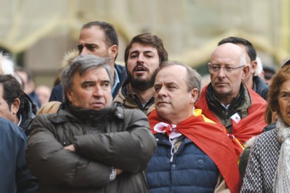 Instante de la concentración contra la amnistía en la Plaza Mayor.