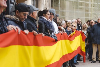 Instante de la concentración contra la amnistía en la Plaza Mayor.