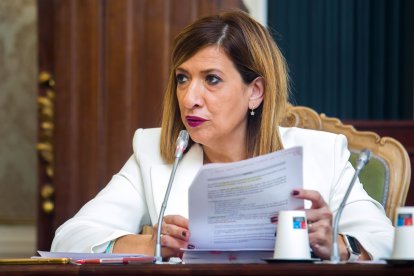 Nuria Barrio, portavoz del PSOE, en un momento de su intervención.