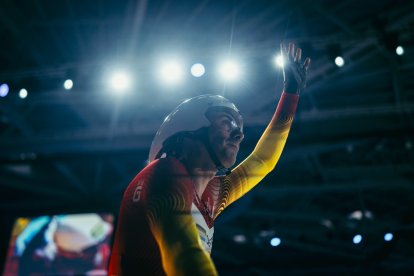 Sebastián Mora, durante durante la Liga de Campeones de Pista.