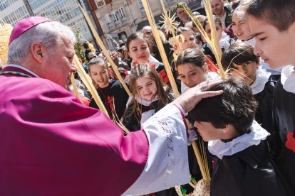 Un momento de la emocionante procesión del Domingo de Ramos en la capital burgalesa, en el que los niños son los protagonistas.