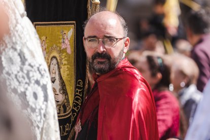Un momento de la emocionante procesión del Domingo de Ramos en la capital burgalesa, en el que los niños son los protagonistas.