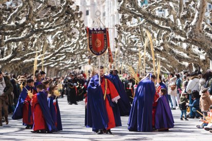 Un momento de la emocionante procesión del Domingo de Ramos en la capital burgalesa, en el que los niños son los protagonistas.