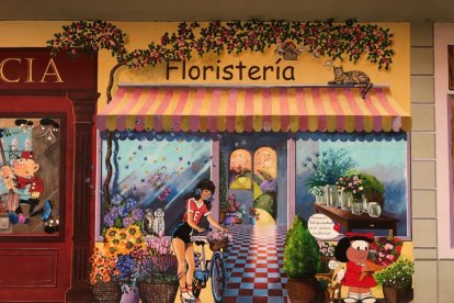 Uno de los murales de la plaza Maestro Nebreda