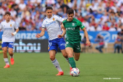 Imagen del partido entre el Real Zaragoza y el Burgos CF.