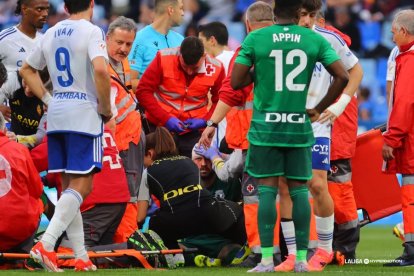 Imagen del partido entre el Real Zaragoza y el Burgos CF.