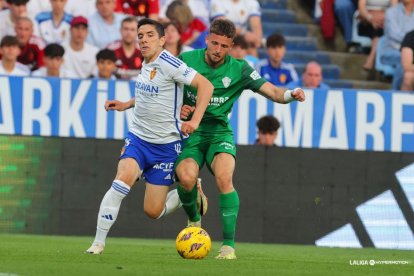 Imagen del partido entre el Real Zaragoza y el Burgos CF.