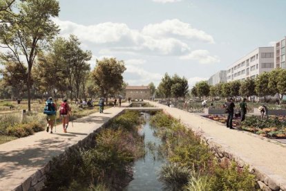 Parque y huertos ecológicos, junto al cauce Molinar, donde plantea recuperar los viejos molinos.