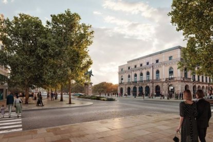 Una plaza del Cid con arbolado y menos carriles de circulación.