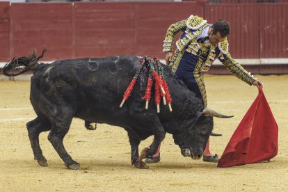 El Fandi, con uno de los toros de la tarde.