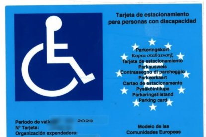 Tarjeta concedida por Policía Local para personas con movilidad reducida.