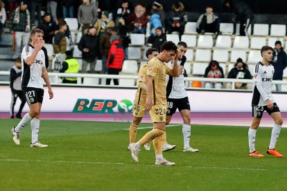 Imagen del partido entre el Burgos CF y el Málaga.