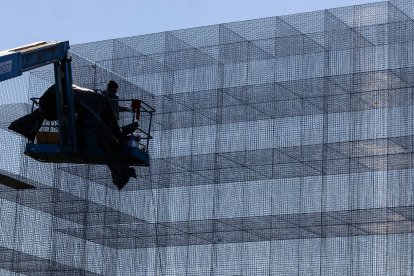 Así estaban las obras de remodelación del Castillo de Burgos, el pasado marzo.