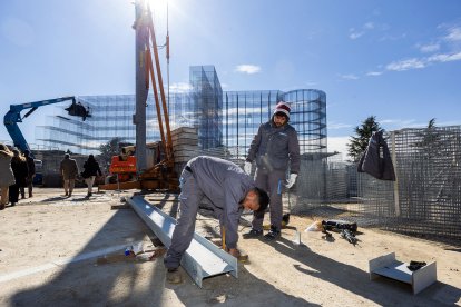 Así estaban las obras de remodelación del Castillo de Burgos, el pasado marzo.