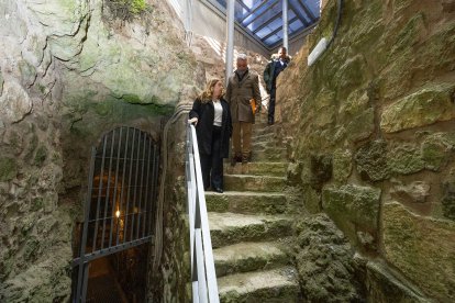 Así estaban las obras de remodelación del Castillo de Burgos, el pasado marzo.