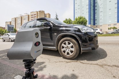 Radar móvil de la Policía Local en un control efectuado el 3 de junio en la avenida Cantabria, la segunda calle de la ciudad con más accidentalidad.