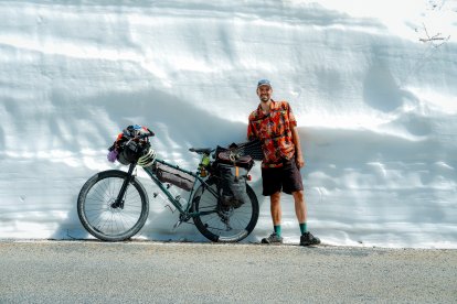 Instante del viaje en bicicleta de Pablo hasta Cabo Norte en Noruega.