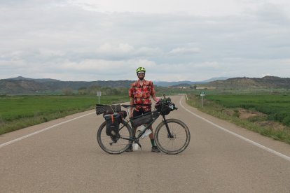 Instante del viaje en bicicleta de Pablo hasta Cabo Norte en Noruega.