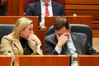 El presidente y vicepresidenta de la Junta, Alfonso Fernández Mañueco, e Isabel Blanco, durante el debate de totalidad del Proyecto de Ley de Presupuestos Generales de la Comunidad de Castilla y León para 2026.