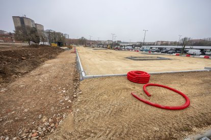 Este es el estado en el que se encuentran las obras de ampliación del disuasorio de Gamonal, hacia la calle Manuel Altolaguirre.